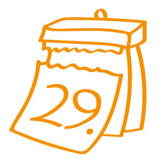 Handgezeichneter Kalender - Tag 29 in orange