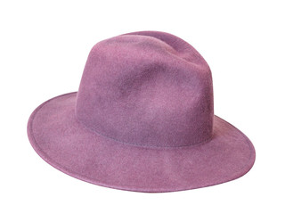 Vintage style men fashion velvet hat or felt hat isolated on white background.