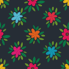 Fototapeta na wymiar Seamless pattern with flowers and leaves vector