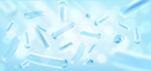 Probiotics Bacteria Vector illustration. Biology, Science background. Microscopic bacteria closeup. - obrazy, fototapety, plakaty