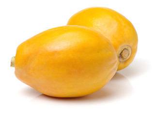 Papaya fruit sliced isolated on a white background