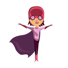 Kid Dressed as Superhero. Cute superhero kid in colorful costume. Funny Flat Isolated kid wearing superhero costume. Movie character