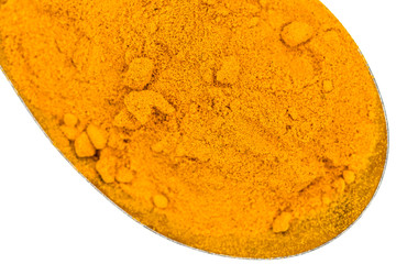 turmeric powder on a spoon