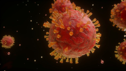 Coronavirus COVID-19. Dangerous virus of human. 3d render illustration