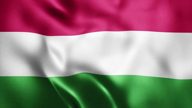  Loop animation of Photo Realistic fabric waving flag of Hungary Ultra HD 4K Hungary National Flag.