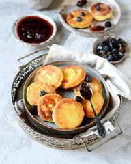  Gluten-free cheese pancakes with blueberries, breakfast