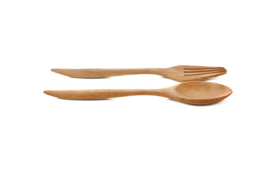 Wooden spoon on isolated background