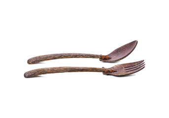 Wooden spoon on isolated background