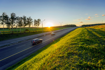  highway traffic at sunset time