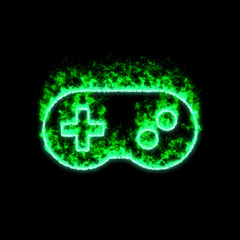 The symbol gamepad burns in green fire