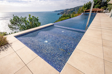 Luxury swimming pool with beautiful sea view.