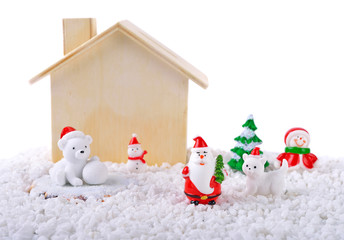 Christmas or New Year background, plain composition made of Xmas decorations.