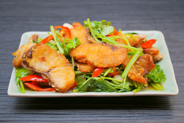 Stir fried sea bass with celery