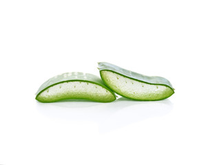 freshly sliced Aloe Vera on white background