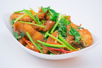 Stir fried sea bass with celery