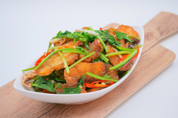 Stir fried sea bass with celery