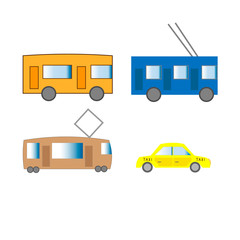 City public transport, set, vector illustration