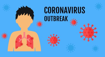 Wuhan coronavirus outbreak, dangerous for health disease, create lungs problems, with bacteria vectors illustration in flat style,