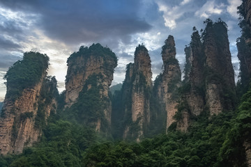 Wulingyuan mountain from Golden Whip Stream, Zhangjiajie China Golden Whip River. Zhangjiajie National Park, Hunan, China