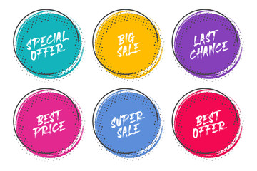 Set of grunge circles with halftone for promotion and commerce