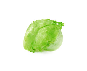 Fresh green lettuce leafs isolated on white background