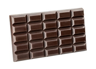 Obraz premium Dark chocolate bar isolated on white background from top view
