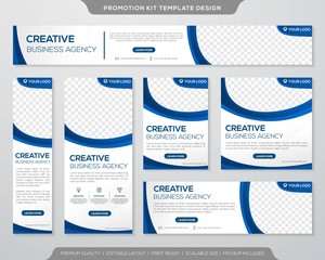 set of promotion kit banner template design with modern and minimalist concept user for web page, ads, annual report, banner, background, backdrop, flyer, brochure, card, and poster