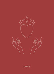 Obraz premium Hand drawn linear style logo/icon of hands. Abstract symbol for cosmetics and packaging or beauty products.