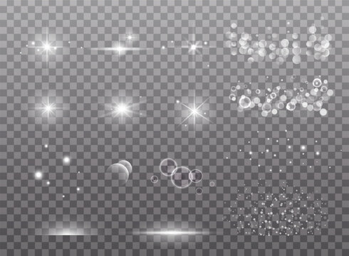 Light effects collection. Copper lights effects. Sparkle and glitter. Vector illustration.