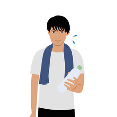 スポーツドリンクを持っている男性