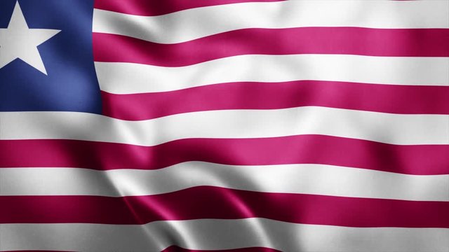 Loop animation of Photo Realistic fabric waving flag of Liberia Ultra HD 4K Liberia National Flag
