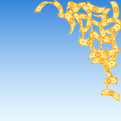 Korean won notes falling. Floating WON bills on bl