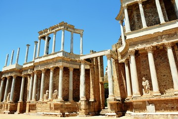 Fototapeta premium ruins of ancient temple ruins with columns and statues
