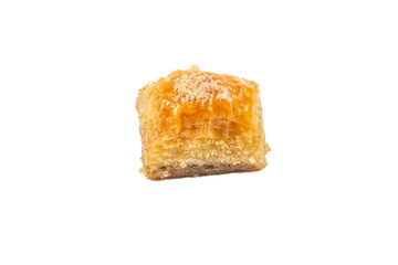 Delicious sweet baklava isolated on white background.