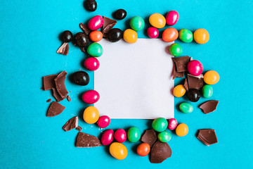 Easter composition with chocolate eggs on a