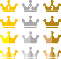 金、銀、銅の王冠　ランキングなどのアイコンセット