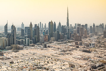 Fototapeta na wymiar aerial view of Dubai Downtown skyline 
