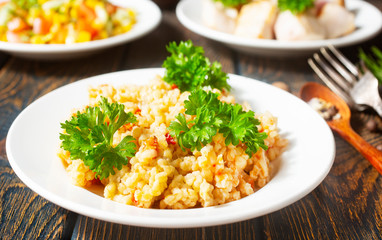 bulgur with meat and vegetables