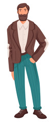 Mature man in smart outfit with beard, adult person, life stage