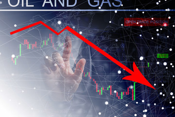 Financial graphs on the computer monitor