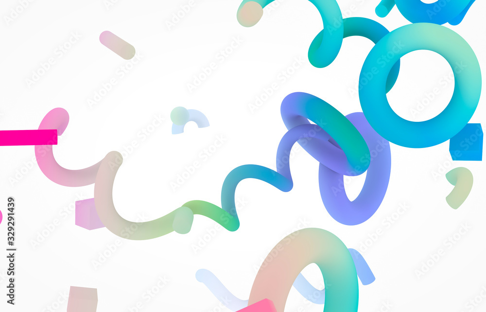Aufkleber abstract colorful 3d art background. pastel geometric shape form floating on white isolated backgrou