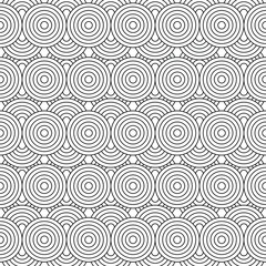 Black and white geometric circle impossible background seamless pattern. Round vector illustration for greeting cards, cover, flyer, wallpaper. Abstract texture ornament design, repeating tiles