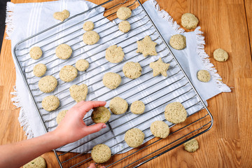 Shortbread biscuits with the tea green tea match