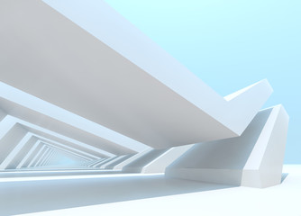 Abstract digital background 3 d empty white tunnel