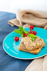 French burger with sauce mustards