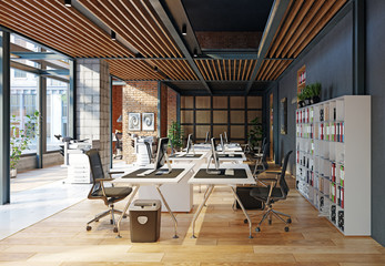 contemporary loft office - 329295634