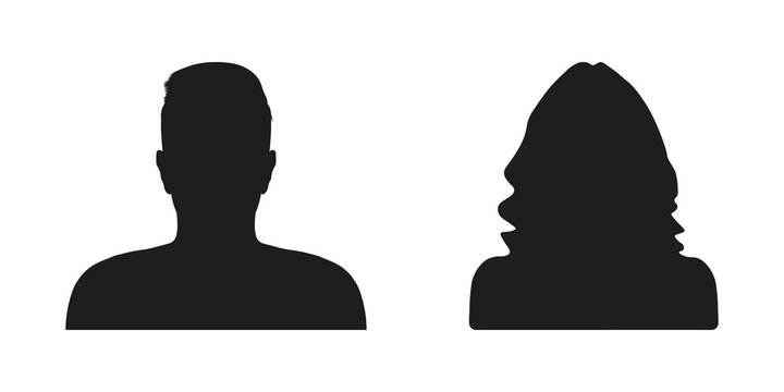 Man and woman avatar profile. Male and Female face silhouette or icon. Heads avatars. Vector illustration.