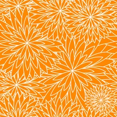 Behang oranje bloemen naadloos herhaalpatroon © disha