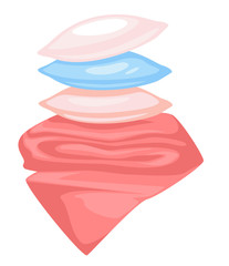 Blanket and pillows stack, isolated icon, cotton textile