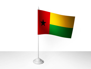 World desk flags waving 3D rendering isolated white background 